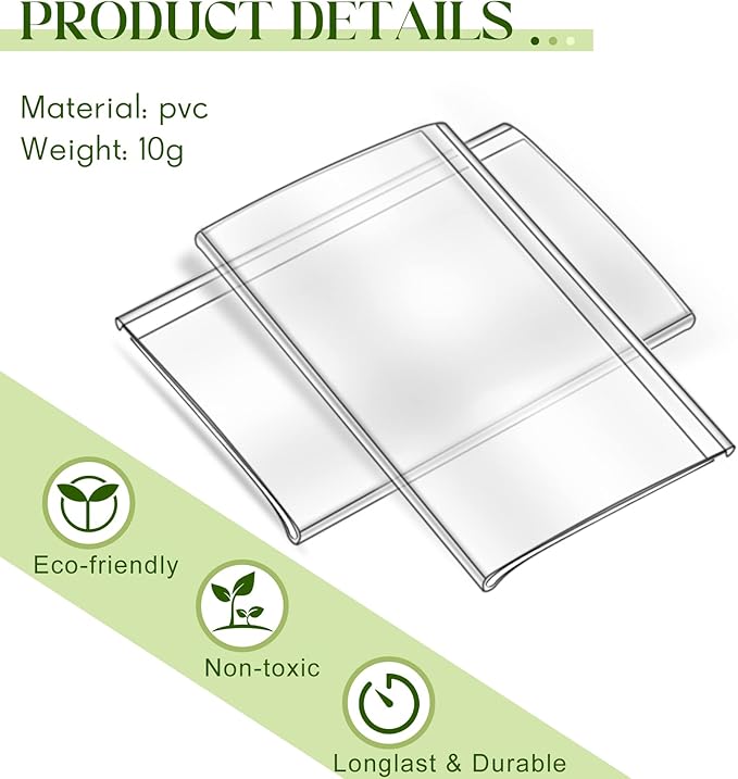 72 Pieces Clear Plastic Adhesive Shelf Tag & Price Label Holders for Supermarket, School, Library, Mailbox & Storage Bins(2.4 x 1.6 Inch)