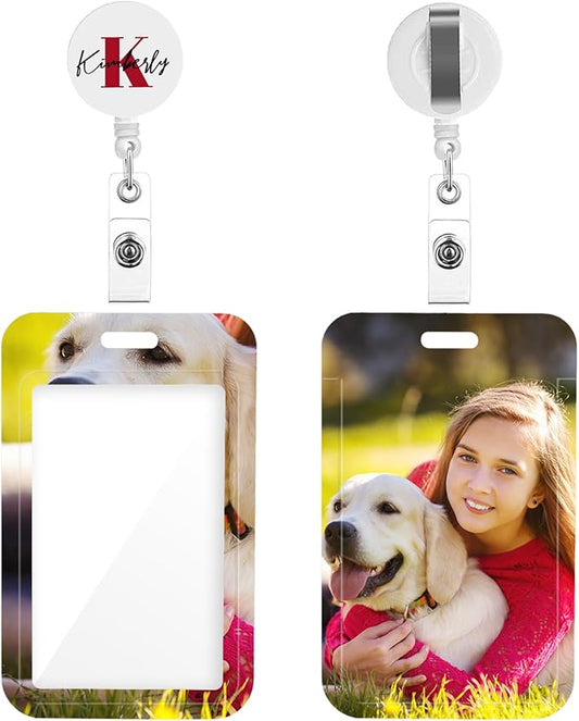Photo Personalized Badge ID Card Holder Custom Retractable Badges Reel Clip, 1,50 Pack Bulk