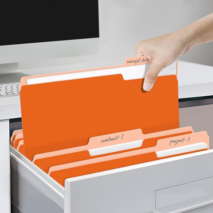 SUNEE File Folders, 30 Pack Manilla Folders 8.5 x 11, Colored File Folders Home Office School Supplies for Documents Files Paper, Orange