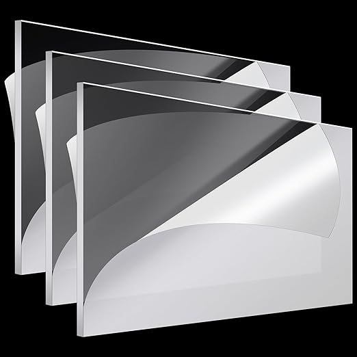Roowest 3 Pcs 24 x 28 Inch, 1/4 Inch Thick Clear Acrylic Sheets Plastic Panels Sheets Cut to Size Cast Acrylic Board Panel with Protective Film for Craft DIY Projects Sign Frame