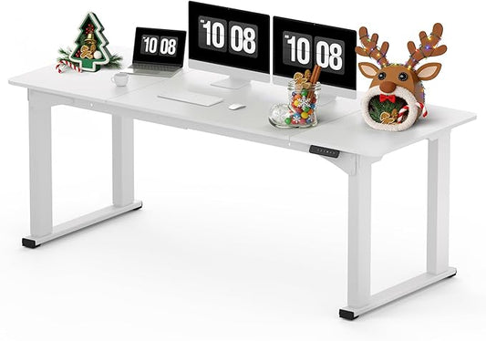 SANODESK 4-Leg Standing Desk, Electric Height Adjustable Desk with Memory Presets for Home Office, Stand up Desk Computer Workstation, 78x32 Inches White