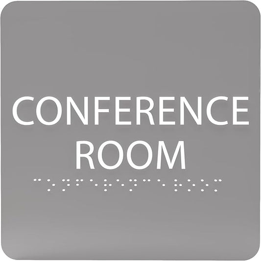 ADA CENTRAL SIGNS - 6" X6" Conference Room Sign- ADA Compliant Tactile Graphics Grade 2 Braille Text Acrylic Wall Signs - Authorized Personnel Only, Meeting Privacy Door Sign for Schools, and Offices