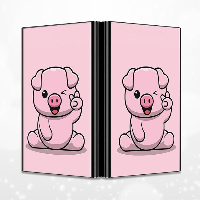 BWEGRHE Slim Credit Card Holder, Pink Pig RFID Blocking Metal Wallet for Men & Women, Aluminum Minimalist Hard Case Pocket-Sized Business Cards Organizer (Fits Up to 10 Cards)
