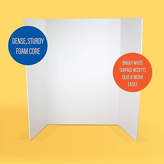 Flipside Products 36” x 48” Foam Project Boards for Presentations, Science Fair, School Projects, Event Displays and Trifold Picture Board - White - 24 Pack