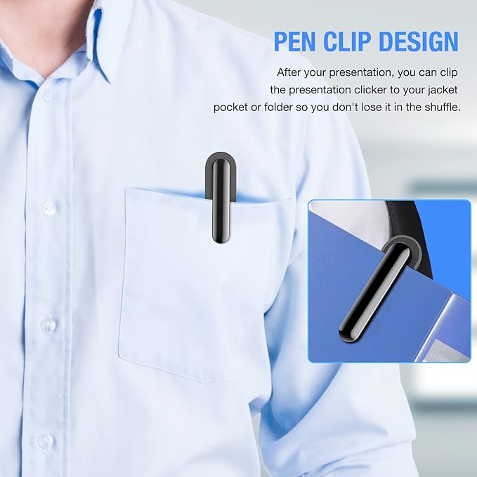 Presentation Clicker with Case, Wireless Presenter for PowerPoint Slide with Hyperlink & Volume Control, Presentation Remote Clicker for Mac/Computer/Laptop, Google Slide/PPT/Keynote