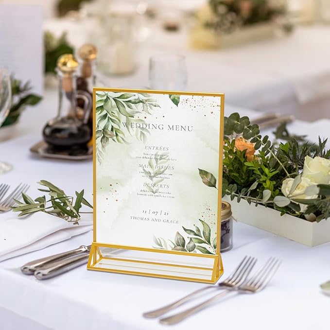 PPH-Sisy Acrylic Sign Holder 8.5x11 Clear Acrylic Frames Display Stand Double Sided Table Menu Holders for Wedding Table Numbers Restaurant Photos（8 pcs）