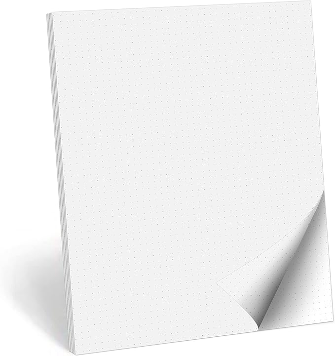 321Done Double Sided Dot Grid Paper Notepad, 0.20" Grid, 8.5x11, Made in The USA, Two Sided Dots Graph Pad for Sketching, Planning BUJO Bullet Journaling (50 Sheets) Thick Heavy White Paper