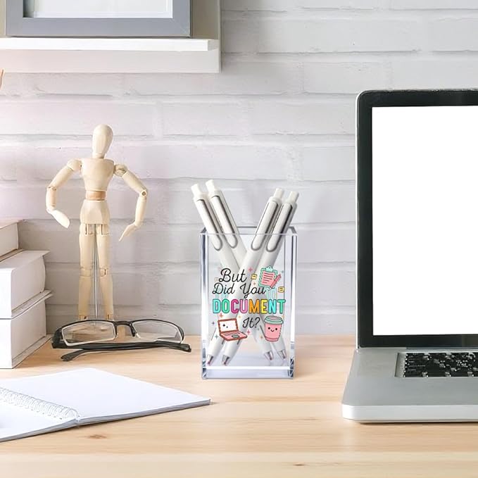 Vgrti But Did You Document It Acrylic Cosmetic Pencil Pen Holder Cup, Funny Office Decor Office Desk Organizer Accessories, Funny Sarcastic Work Gifts for Women Girl Boss Coworker Sister HR Students