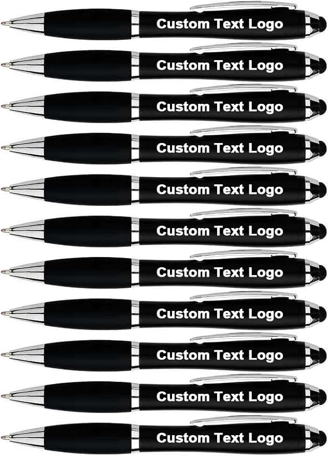 HEYZARDA Personalized Pens with Name Text Icon Logo Engraved for Business Office Custom Ballpoint Pen 50 100 Pcs Optional, Black