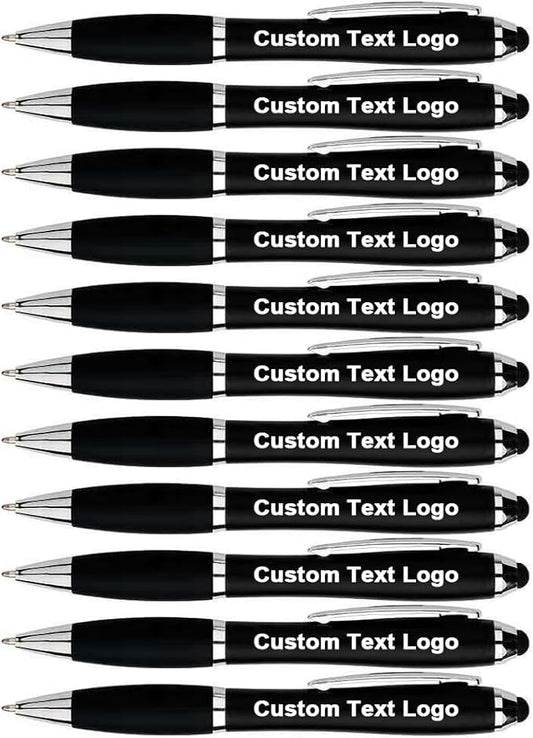 HEYZARDA Personalized Pens with Name Text Icon Logo Engraved for Business Office Custom Ballpoint Pen 50 100 Pcs Optional, Black