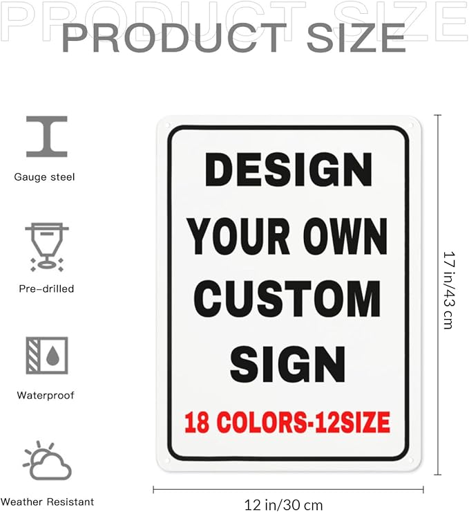 Custom Outdoor Metal Personalized Signs With Your Photo, Text, Logo - Decorative House Sign for Business, Workplace, Office, Home