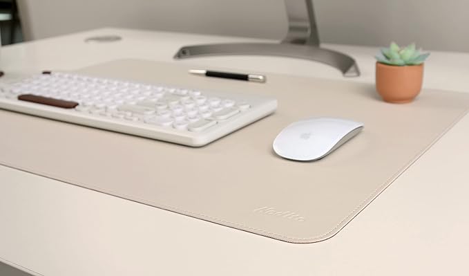 NODITO Dual-Sided Leather Desk Pad,Blotter for Laptop Computer,Mouse Pad,Writing,Drawing,Arts and Craft Mat (17"x24", Beige/Brown)
