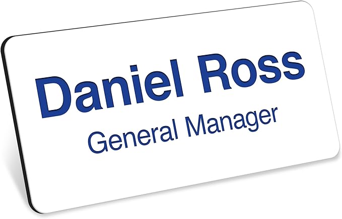 Custom Engraved Name Tags, Magnetic White and Blue Name Tags, Personalized Name Tags, 1.5x3 Inches, Durable Engravable Impact Material, Made in The USA by My Sign Center