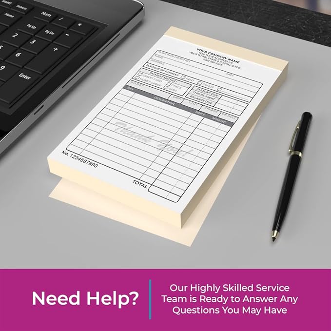 Custom 4.25" x 7" Carbonless NCR Books in 3-Part Triplicate Invoices, Receipts, Work Orders, Sales Orders, Purchase Orders, Estimates, Quote Forms with Your Company/Business Name (132 Sets)