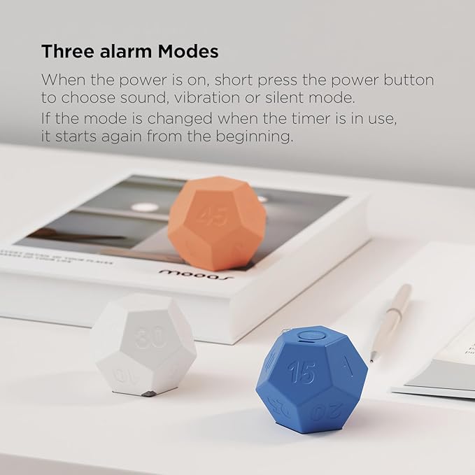 mooas Dodecagon Time Ball Rechargeable Mini Timer (Sand Peach), 11 Preset Times, Desk Productivity & Workout Timer, Sound/Vibrate/Mute, Easy to Use