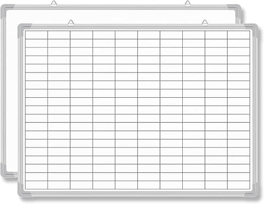 Lined Whiteboard Blank Grid Aluminum Frame Dry Erase Board Reusable Wall Mounted Board for Scheduling, to Do Lists Weekly Planning Home Work(24 x 18 Inch,Whiteboard with Grid)