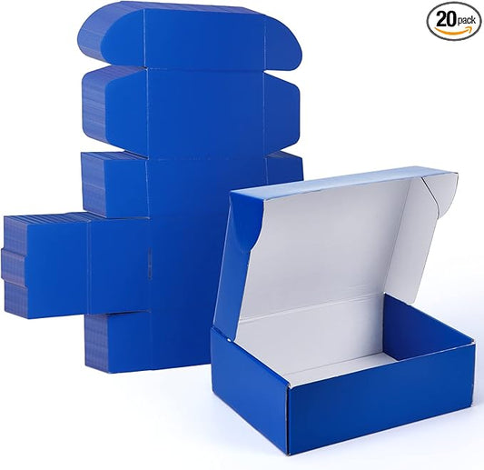PHAREGE 12x9x4 inch Gift Shipping Boxes Bulk 20 Pack Blue, Tab Lock Tuck Top Mailing Boxes for Packaging Small Business, Medium Cardboard Mailer Boxes for Wrapping Present