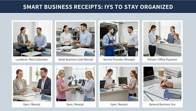Cotton Fly 10 Pack Pre-Numbered Money and Rent Receipt Book, 2-Part Carbonless Duplicate Cash Invoice Book, 50 Sets per Book, 8.5 x 2.75 Inches