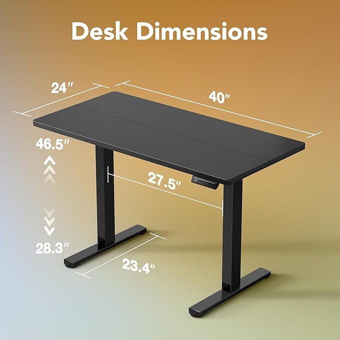 HUANUO Electric Standing Desk, 55 x 24 Inch Height Adjustable Computer Desk with Storage Bag, 4 Height Memory Settings, Sit Stand Up Desk for Home Office, Deep Black