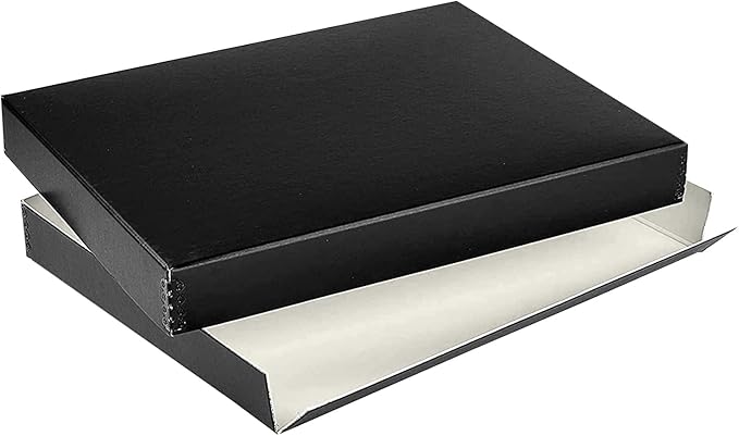 Lineco Museum Archival Storage Box, 9.75x12.75x1.5 in. Drop Front Design. Acid-Free with Metal Edge. Organize Photos, Pictures, Prints, Documents, Crafts, DIY. Black, 2 Pack