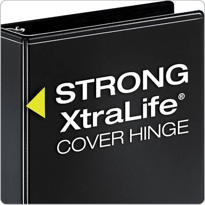 Cardinal Performer 3-Ring Binders, 3", Non-Locking Slant-D Rings, 725-Sheet Capacity, ClearVue Presentation, Non-Stick, PVC-Free, Black, 4-Pack (27601)