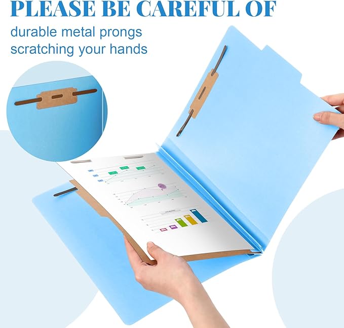 Skyygemm 24 Pcs Classification Folders Letter Size, 1 Divider Pressboard File Folder with Fasteners, Expanding File Organizer Bulk for School Teachers, Office Employee, Coworker, Staff (Blue)