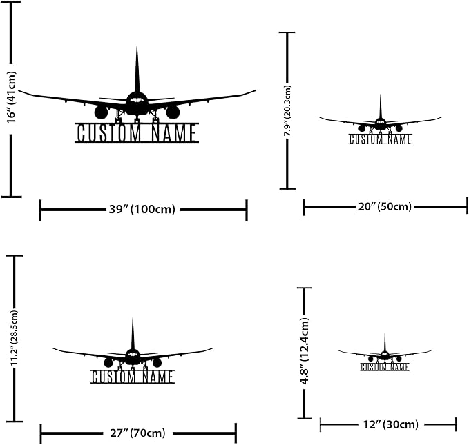 Personalized Metal Airplane Wall Art, Airplane Name Sign, Customized Pilot Name Sign, Airplane Hangar Sign Decor, Aviation Home Office Decor, Large Outdoor Decor, Pilot Gifts, Aircraft Lovers Gift