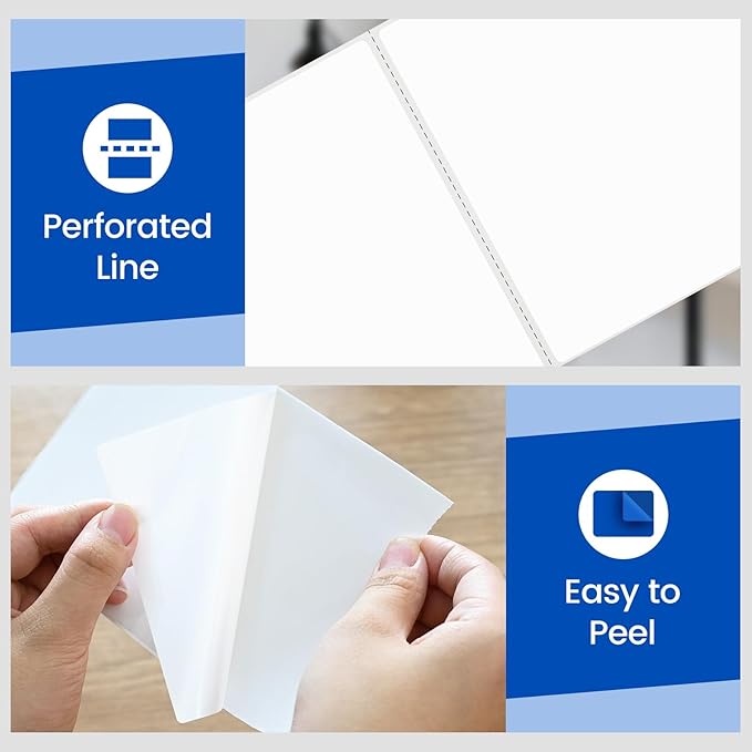 L LIKED 4" x 6" Blank Removable Labels with No Residue, Water and Oil Resistant, Use for Both Home and Office (1 Roll, 250 Labels)