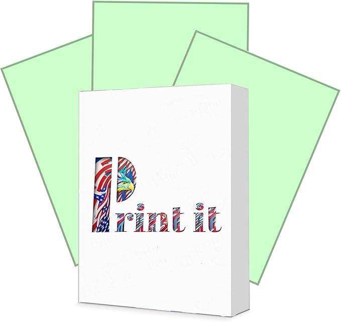 Print It - Vellum Bristol Colored Cardstock Cover Paper, 67 Lb, 8.5" X 11”, Heavyweight Colored Cardstock for Crafts, School, Invitations, And Office Use - Decoration Drawing 250/Case-Green