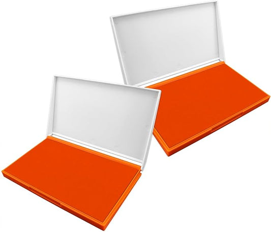 2 Pack Plastic Case Stamp Pad Large Size, Orange Color - Size: 4" x 7" - Choose from 15 Ink Colors