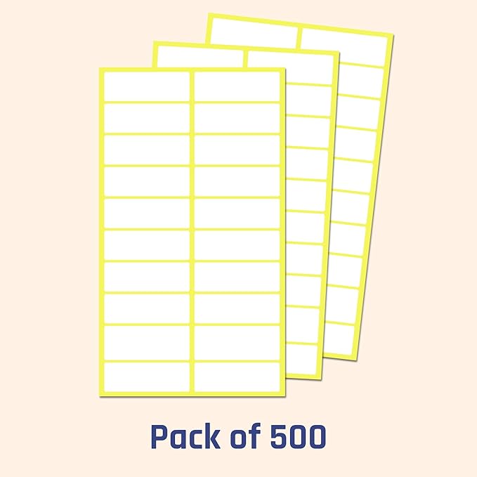 500 Pack, 1.5" x 0.5" - File Folder Labels Stickers, Matte White