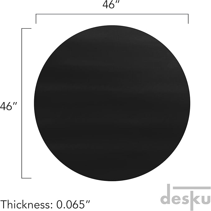 DESKU - Circle Gaming Chair Mat, Computer and Office Chair Mat for Hard Floors, Black, 46 Inches, Made in The USA