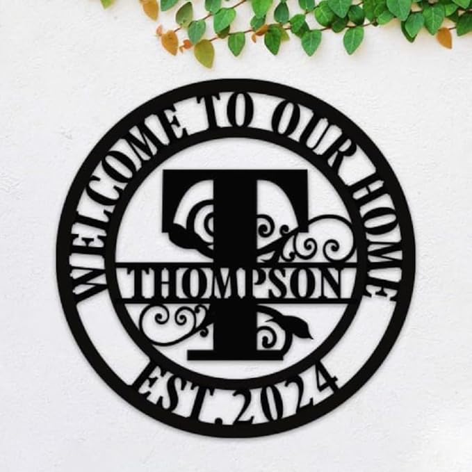 Custom Metal Signs | Personalized Monogram Name Sign | Outdoor Wall Art for Family Name | Custom Name Metal Sign, Last Name, Anniversary, Wedding Gifts for Women, Wife, Parents, couple (Design 11)