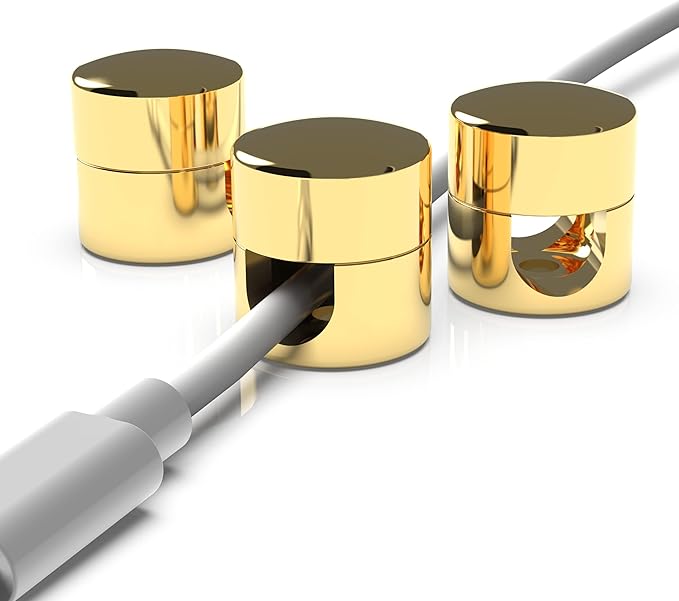 ICONIT Cable Anchors for Desk Organization Gold | Premium Aluminum Cord Organizers | Charger + Cable Management Clips for Home & Office | Stylish, Sturdy, & Functional | (3 Pack)