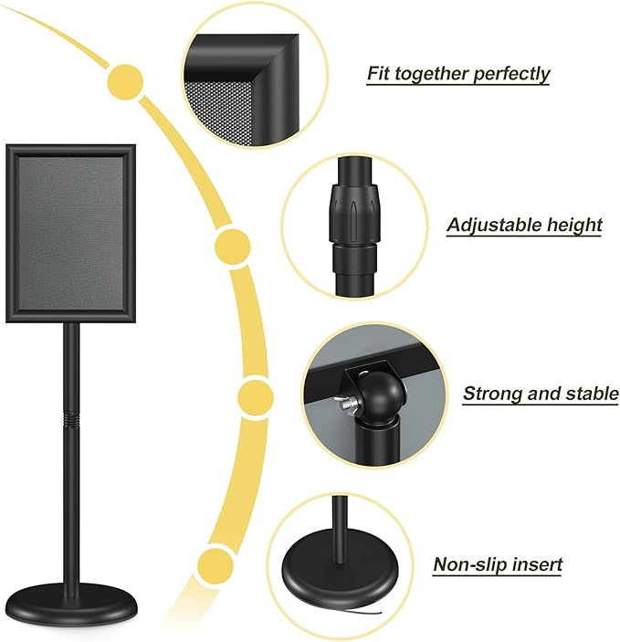 Relx Sign Holder Stand 8.5x11 inch - Adjustable Floor Standing Sign Holder - Signage Stand with Snap-Open Frame Display for Malls,Schools,Restaurants