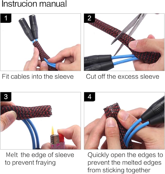 Alex Tech 10ft - 1/2 inch Cord Protector Wire Loom Tubing Cable Sleeve Split Sleeving For USB Power Cord Audio Video Cable – Protect Cat From Chewing Cords - Blackred
