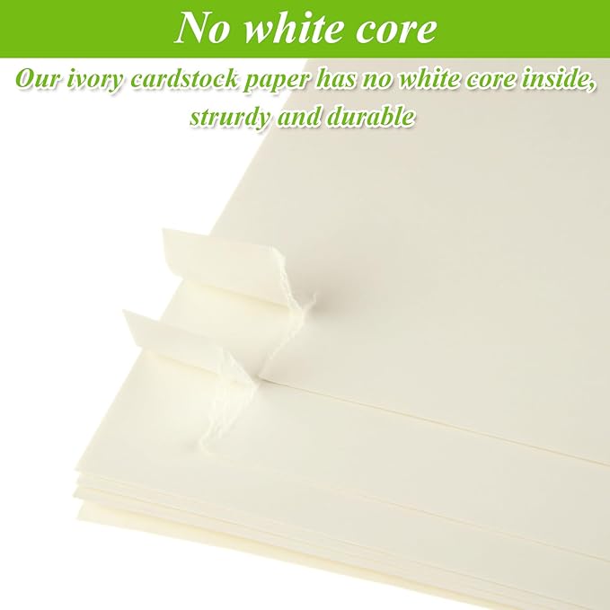 QTLCOHD 200 Sheets Cream Cardstock 8.5 x 11 Off White Cardstock 110lb Ivory Cardstock Paper Printer Paper for Certificates, DIY Card Making, Invitations, Business Cards