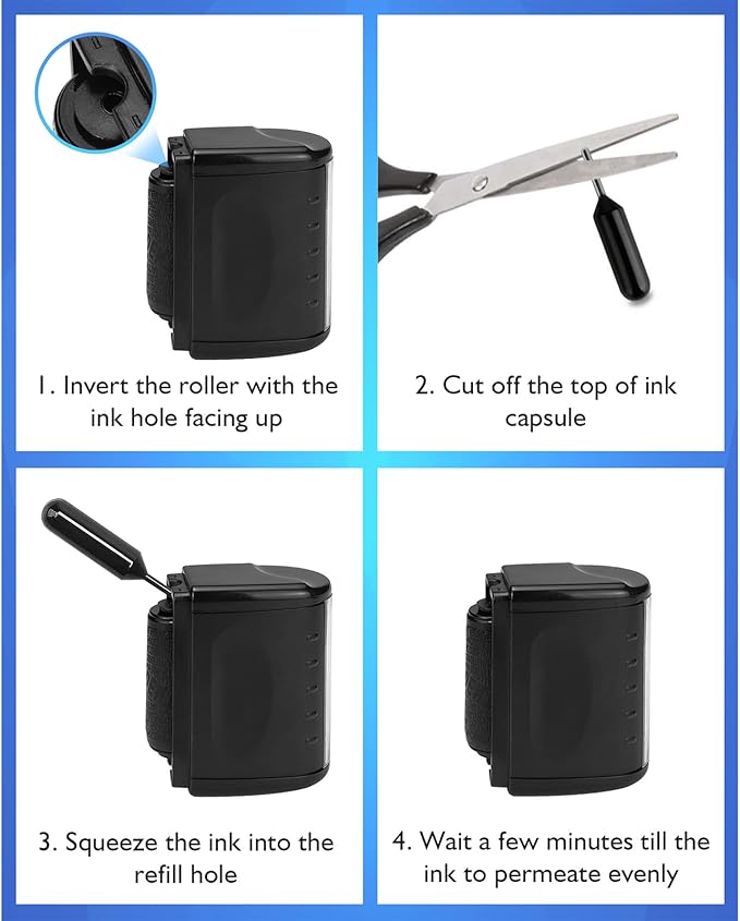 Identity Theft Protection Roller Stamp, 1 Refill Ink - Confidential Roller Stamp for Identity Protection & Security Stamps- Blocking Out Privacy Information and Guard Your Address and ID