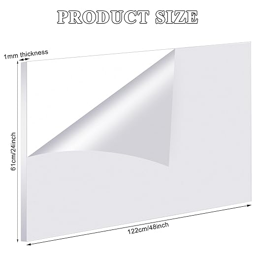 Roowest 6 Pcs 24 x 48 Inch, 1 mm Thick Clear Acrylic Sheets Plastic Panels Sheets Cut to Size Cast Acrylic Board Panel with Protective Film for Craft DIY Projects Display Sign Frame