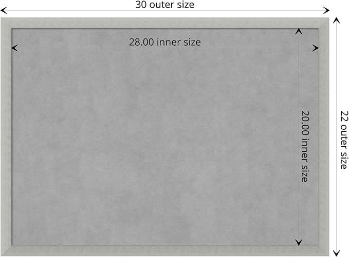 Amanti Art Silver Framed Magnetic Board 22x30 Medium Vision Board for use with Magnets, 100% Metal Sheet to Display Items as Office Decor or for Home Organization in mudroom, Kitchen or Kids Room