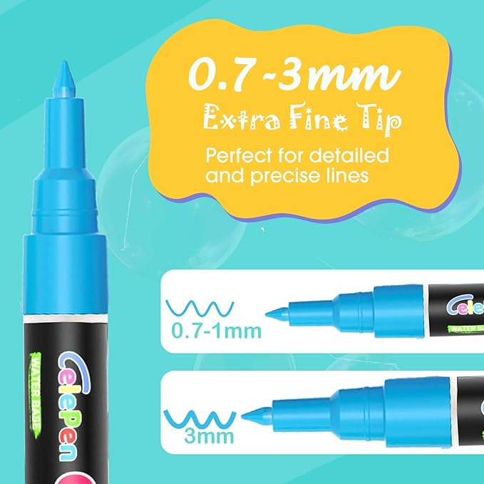 Extra Fine Tip Liquid Chalk Markers for Chalkboard, 36 Colors Window Liquid Chalk Marker Pens with 1mm Fine Tips, Washable Erasable Wet Erase Marker Pens Set for Bistro, Car Glass, Poster, Blackboard