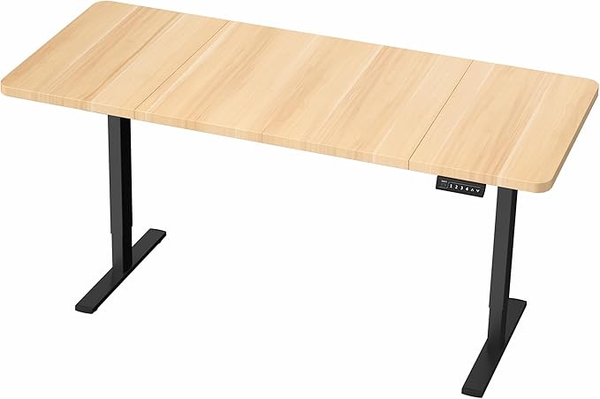 VIVO Electric 71 x 30 in Standing Desk, Memory Height Adjustment, 1B Series, Holds 220 lbs, Light Wood Top Black Frame, DESK-KIT-1B7C