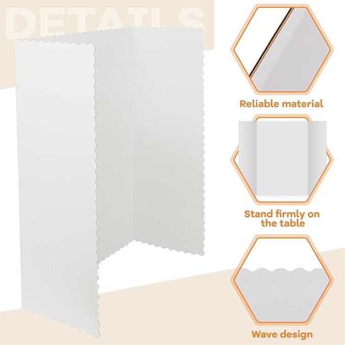 Ctosree 36 Pcs 48 * 36 Inch Tri Fold Poster Board Bulk, Science Fair Project Display Paperboard, Single Wall, Lightweight Presentation Board(White)