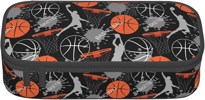 Basketball Fun Sport Ball Pencil Case Big Capacity Storage Pencil Pouch Stationery Bags With Zipper Portable Pen Holder Box Organizer For Boys Girls Teens Student College School Office Supplies