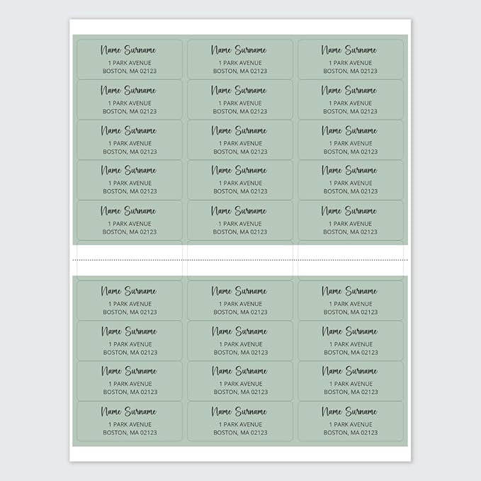 Dotty about Paper Personalized Sage Green Colorblock - Return Address Labels x 100