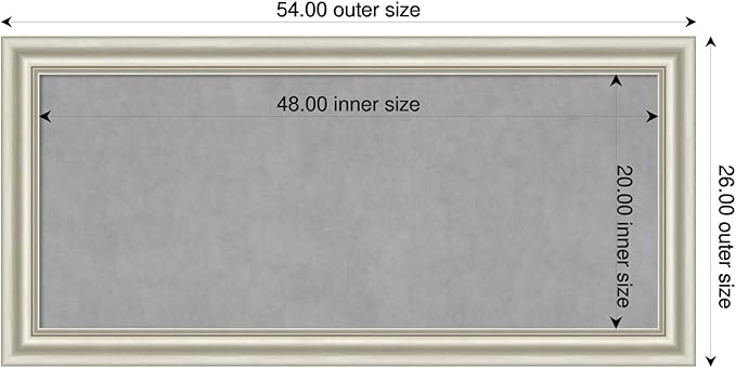 Amanti Art Silver Framed Magnetic Board 26x54 Oversize Vision Board for use with Magnets, 100% Metal Sheet to Display Items as Office Decor or for Home Organization in mudroom, Kitchen or Kids Room