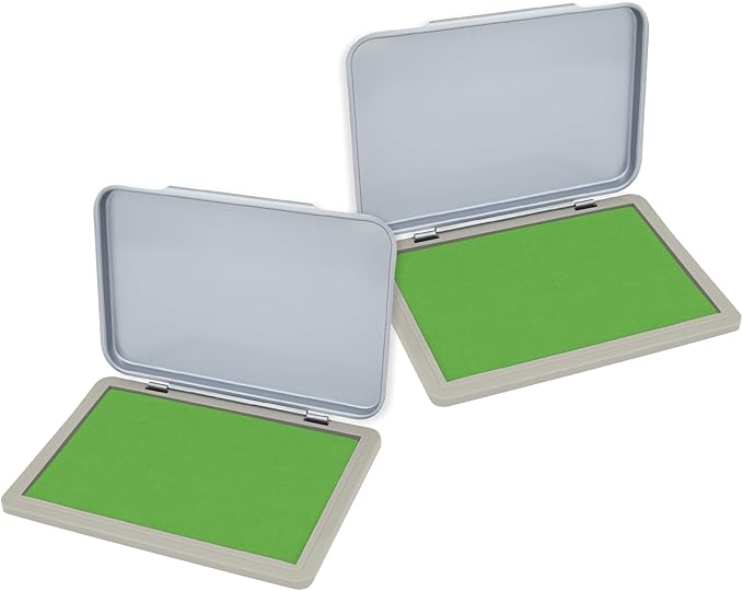 2 Pack Metal Case Stamp Pad Medium Size, Olive Green Color - Size: 3" x 4" - Choose from 15 Ink Colors