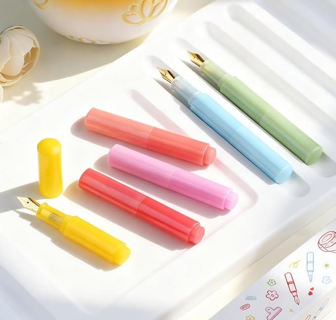 czxwyst Majohn Wancai 2.0 Mini Pocket-Size Eyedropper Fountain Pen (F Nib 0.5mm, Peachy Pink)