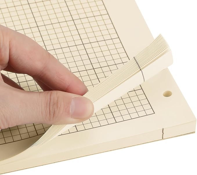 Seajan 2 Pcs Engineering Paper Notebook Engineering Computation Pad 8.5 x 11 Inches Engineer Graph Paper Notepad, 5 Squares Per Inch 3 Hole Punched Computation Pad, 100 Sheets/pack (Yellow)