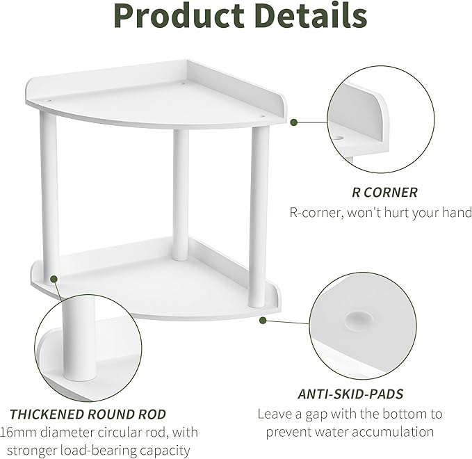 Sezanrpt 2 Tier Countertop Corner Organizer Shelf 7x7x8 Inch, White Acrylic Bathroom Vanity Storage Organizer Corner Shelf for Skincare, Cosmetics, Perfume